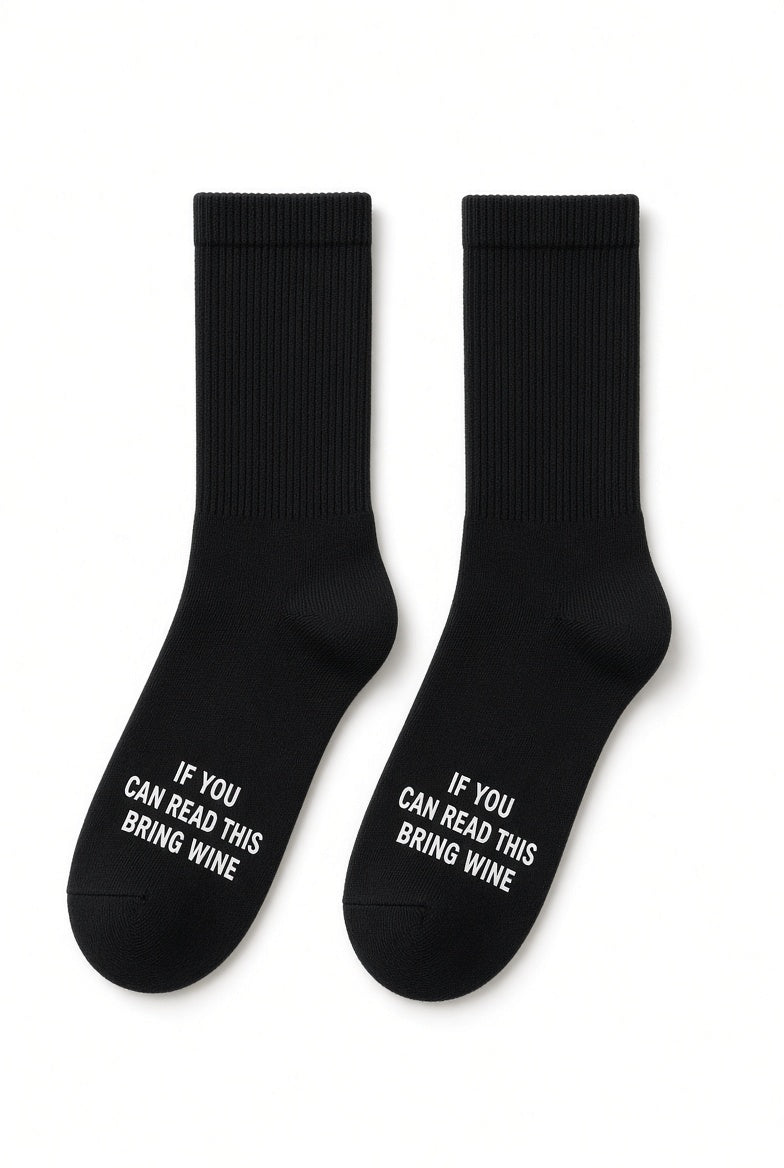 If You Can Read This Bring Wine Crew Socks