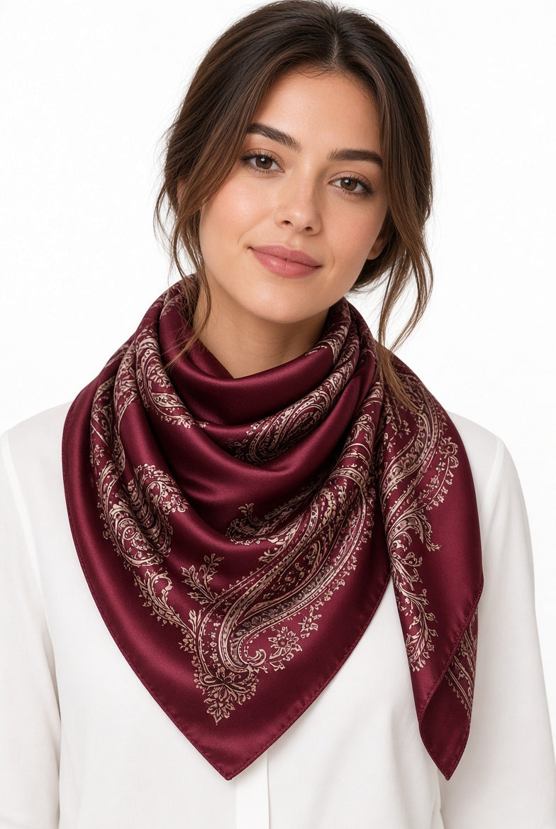 Vintage Paisley Satin Scarf