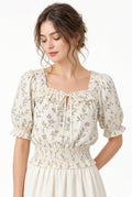 Puff Sleeve Cottage Floral Blouse