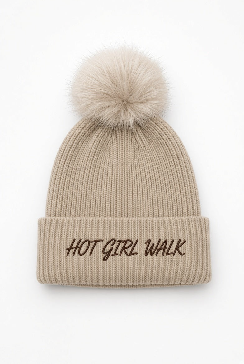 Hot Girl Walk Pom Beanie