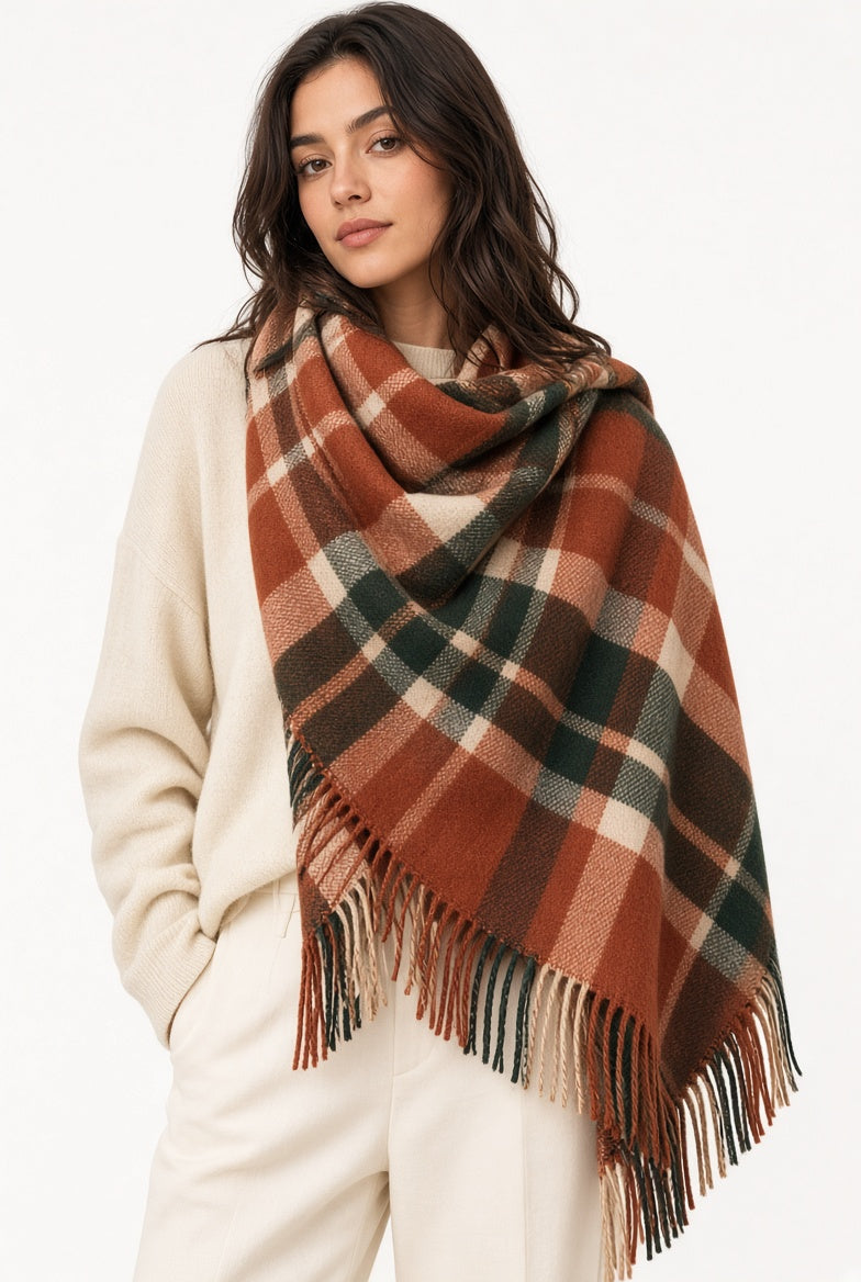 Oversized Plaid Blanket Scarf